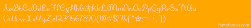 UnicornGigglesOtf-Schriftart – Rosa Schriften auf orangefarbenem Hintergrund