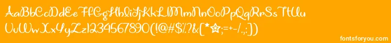 UnicornGigglesOtf-Schriftart – Weiße Schriften auf orangefarbenem Hintergrund