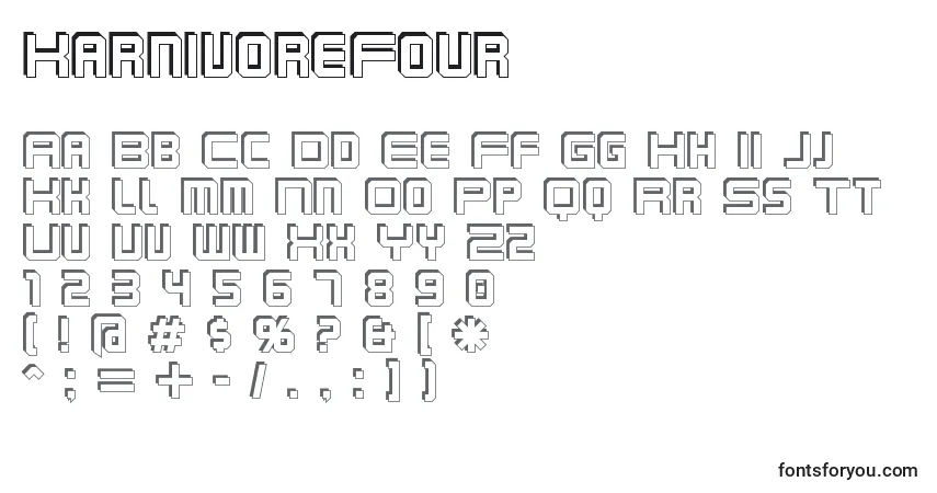A fonte KarnivoreFour – alfabeto, números, caracteres especiais