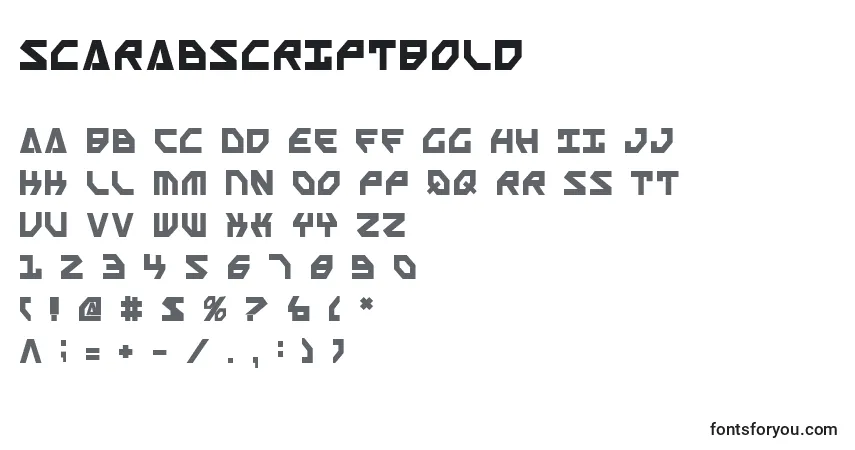 Schriftart ScarabScriptBold – Alphabet, Zahlen, spezielle Symbole