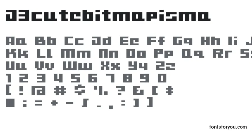 Schriftart D3cutebitmapisma – Alphabet, Zahlen, spezielle Symbole