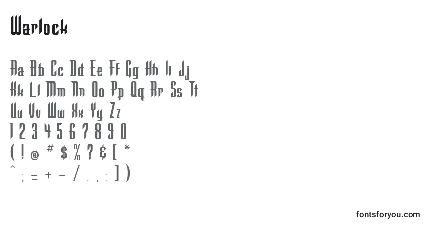Czcionka Warlock – alfabet, cyfry, specjalne znaki