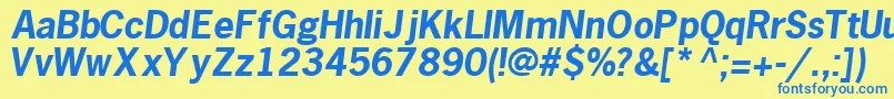 MacroblacksskBoldItalic Font – Blue Fonts on Yellow Background