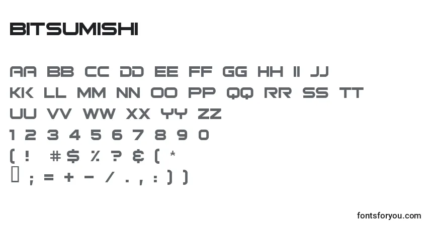 A fonte Bitsumishi – alfabeto, números, caracteres especiais