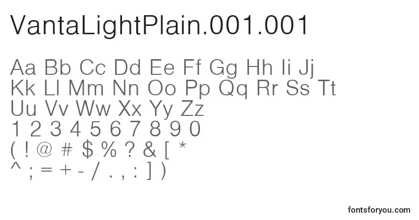 Czcionka VantaLightPlain.001.001 – alfabet, cyfry, specjalne znaki