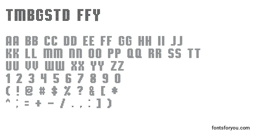 A fonte Tmbgstd ffy – alfabeto, números, caracteres especiais