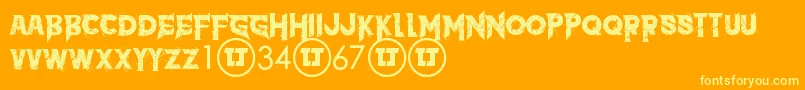 Więcej informacji o czcionce TheDark Czcionka TheDark – żółte czcionki na pomarańczowym tle