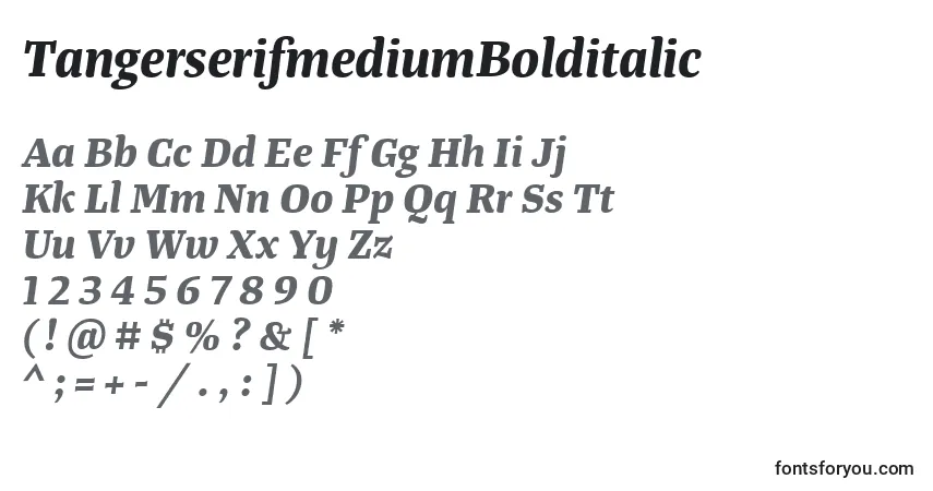 A fonte TangerserifmediumBolditalic – alfabeto, números, caracteres especiais