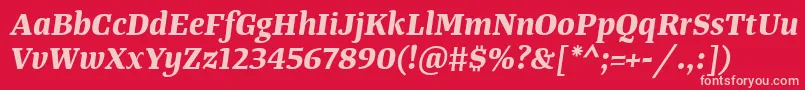 TangerserifmediumBolditalic Font – Pink Fonts on Red Background