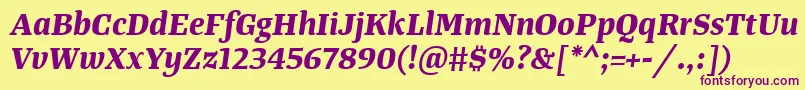 TangerserifmediumBolditalic Font – Purple Fonts on Yellow Background