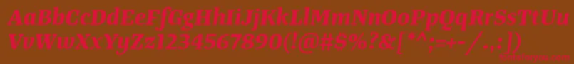 フォントTangerserifmediumBolditalic – 赤い文字が茶色の背景にあります。