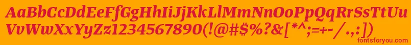 TangerserifmediumBolditalic-Schriftart – Rote Schriften auf orangefarbenem Hintergrund