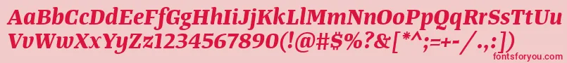 Czcionka TangerserifmediumBolditalic – czerwone czcionki na różowym tle