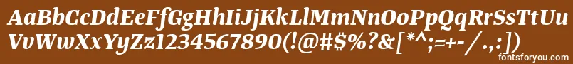 TangerserifmediumBolditalic-Schriftart – Weiße Schriften auf braunem Hintergrund