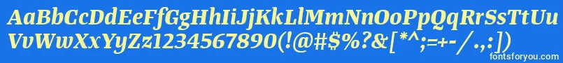 TangerserifmediumBolditalic Font – Yellow Fonts on Blue Background