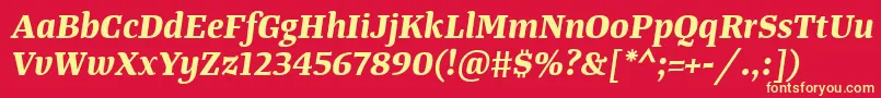 TangerserifmediumBolditalic Font – Yellow Fonts on Red Background