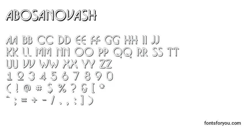 Czcionka ABosanovash – alfabet, cyfry, specjalne znaki