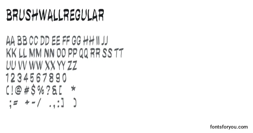 A fonte BrushwallRegular – alfabeto, números, caracteres especiais