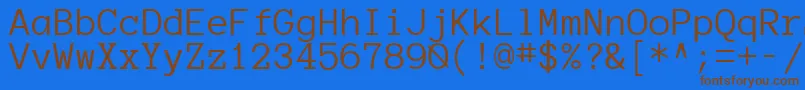 フォントAnonymousregular – 茶色の文字が青い背景にあります。