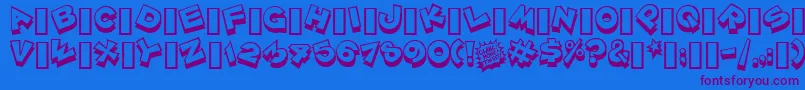 Czcionka Zoinkfat – fioletowe czcionki na niebieskim tle