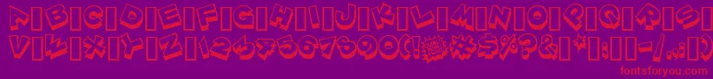 Zoinkfat-Schriftart – Rote Schriften auf violettem Hintergrund