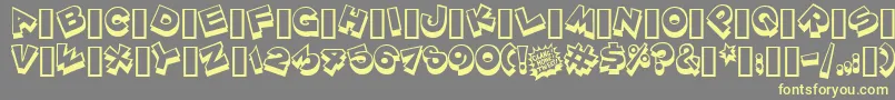 Weitere Informationen zur Zoinkfat-Schriftart Zoinkfat-Schriftart – Gelbe Schriften auf grauem Hintergrund