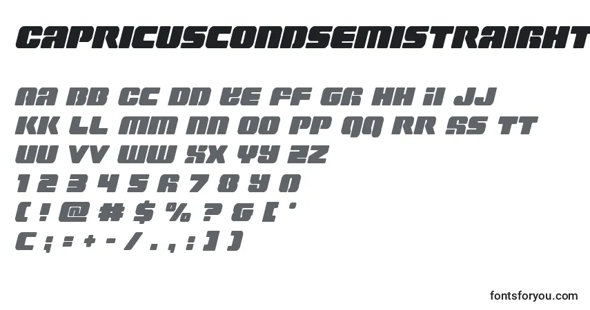 Schriftart Capricuscondsemistraight – Alphabet, Zahlen, spezielle Symbole