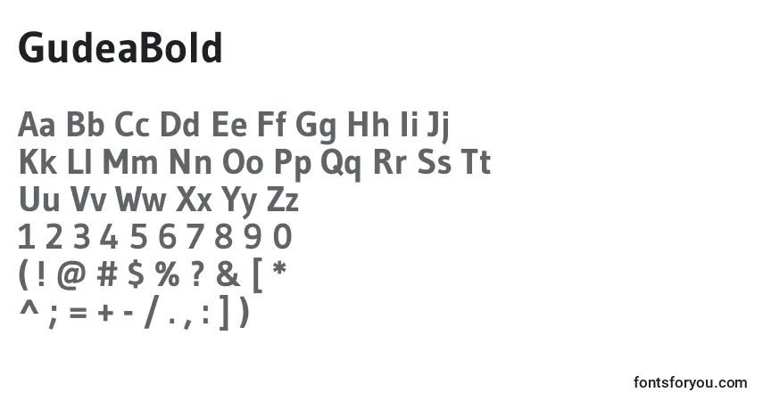Шрифт GudeaBold – алфавит, цифры, специальные символы