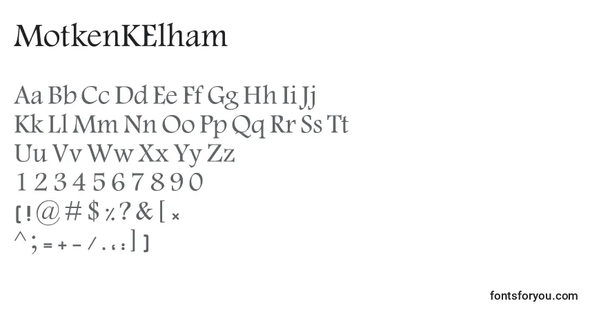 Schriftart MotkenKElham – Alphabet, Zahlen, spezielle Symbole