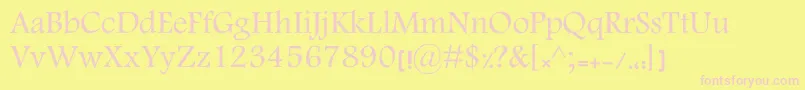 Fonte MotkenKElham – fontes rosa em um fundo amarelo