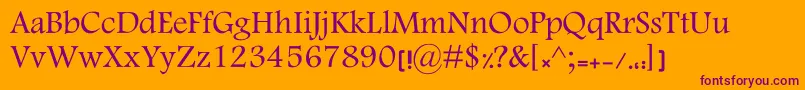 MotkenKElham-Schriftart – Violette Schriften auf orangefarbenem Hintergrund
