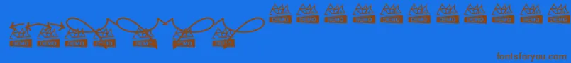 フォントMoskuAlternative – 茶色の文字が青い背景にあります。