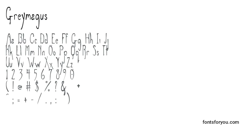 Schriftart Greymagus – Alphabet, Zahlen, spezielle Symbole