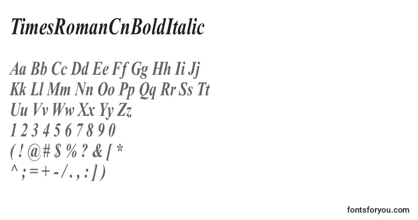 Fuente TimesRomanCnBoldItalic - alfabeto, números, caracteres especiales