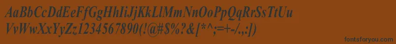 フォントTimesRomanCnBoldItalic – 黒い文字が茶色の背景にあります