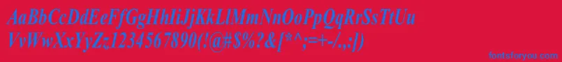 TimesRomanCnBoldItalic-fontti – siniset fontit punaisella taustalla