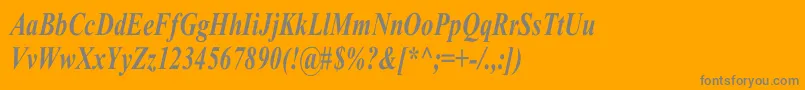 Fonte TimesRomanCnBoldItalic – fontes cinzas em um fundo laranja