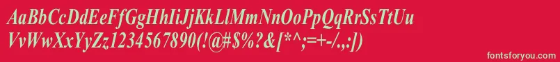 フォントTimesRomanCnBoldItalic – 赤い背景に緑の文字