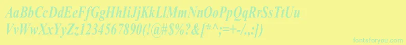 フォントTimesRomanCnBoldItalic – 黄色い背景に緑の文字