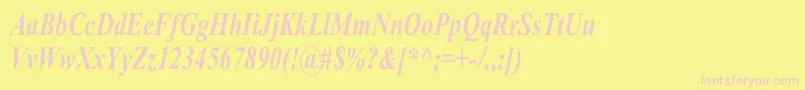 TimesRomanCnBoldItalic Font – Pink Fonts on Yellow Background