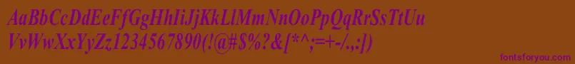 TimesRomanCnBoldItalic Font – Purple Fonts on Brown Background