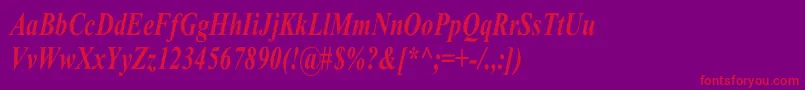 TimesRomanCnBoldItalic Font – Red Fonts on Purple Background