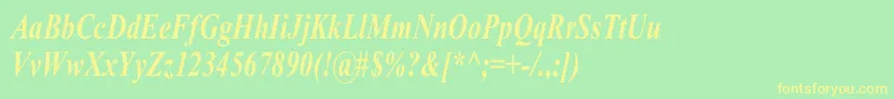 TimesRomanCnBoldItalic Font – Yellow Fonts on Green Background