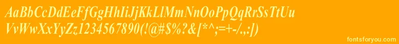 TimesRomanCnBoldItalic-Schriftart – Gelbe Schriften auf orangefarbenem Hintergrund