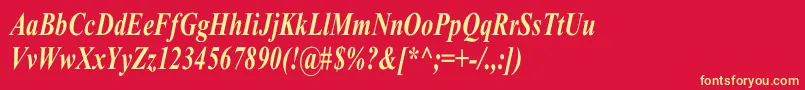 TimesRomanCnBoldItalic Font – Yellow Fonts on Red Background