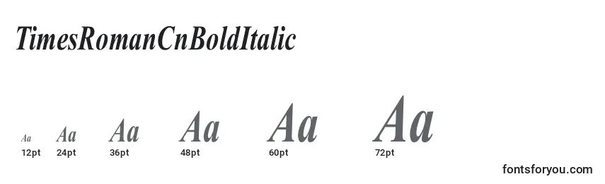 TimesRomanCnBoldItalic Font Sizes