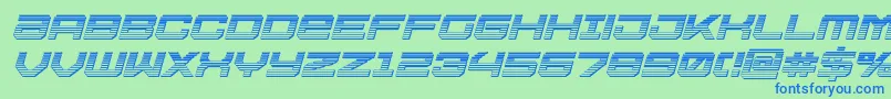 Ussdallaschromeital-Schriftart – Blaue Schriften auf grünem Hintergrund