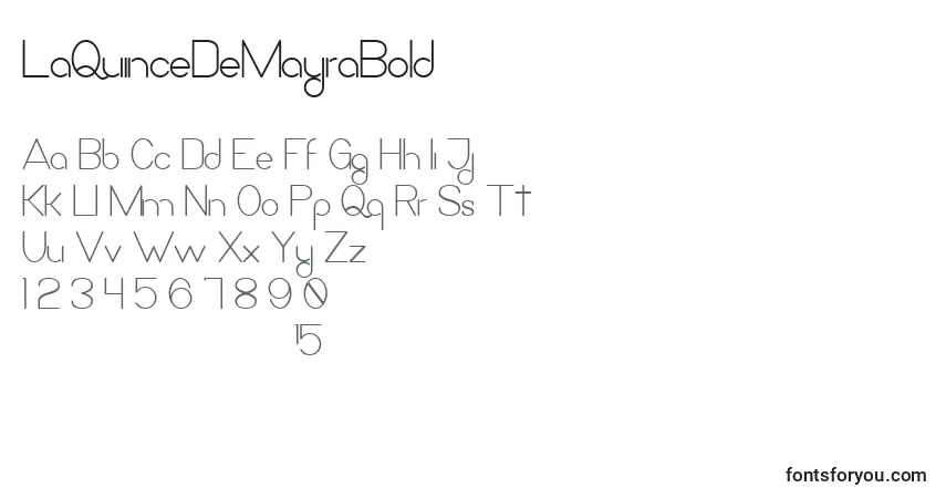Schriftart LaQuinceDeMayraBold – Alphabet, Zahlen, spezielle Symbole
