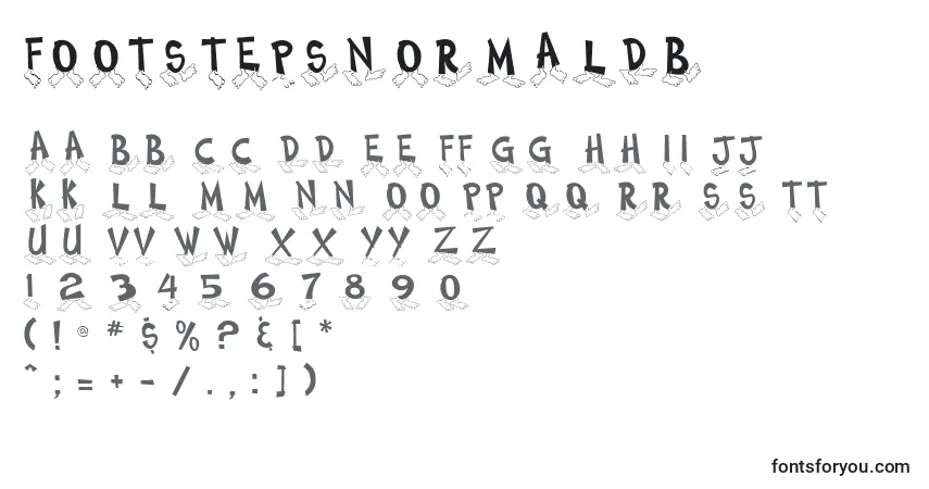 A fonte FootstepsNormalDb – alfabeto, números, caracteres especiais