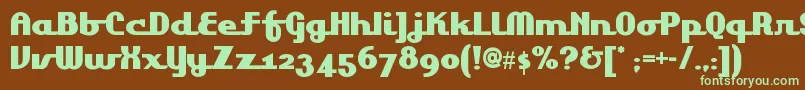 フォントLakeshoredrivenf – 緑色の文字が茶色の背景にあります。